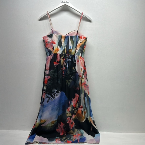 Corey Lynn Calter Daybreak Dress Sleeveless Floral Midi Anthropologie Size 2 - Picture 6 of 8